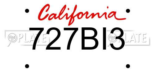 727BI3 California License Plate