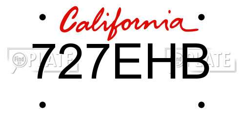 727EHB California License Plate