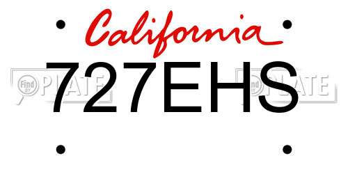 727EHS California License Plate
