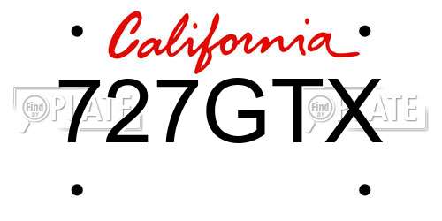 727GTX California License Plate