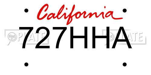 727HHA California License Plate