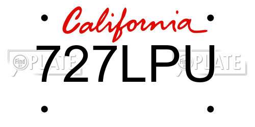 727LPU California License Plate