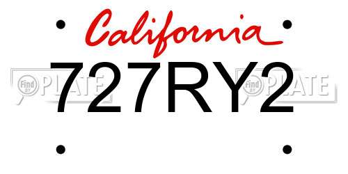 727RY2 California License Plate