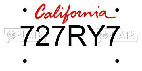 727RY7 California License Plate