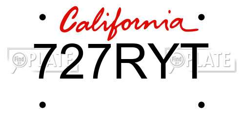 727RYT California License Plate