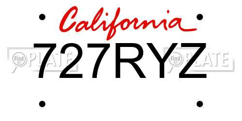 727RYZ California License Plate
