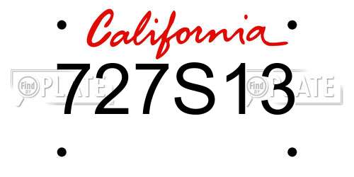 727S13 California License Plate