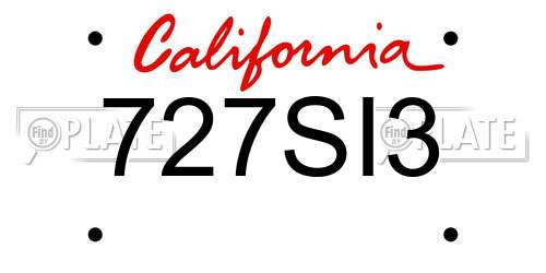 727SI3 California License Plate