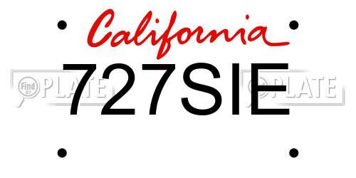 727SIE California License Plate