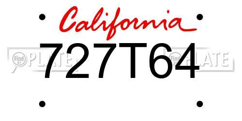 727T64 California License Plate