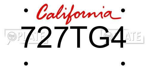 727TG4 California License Plate