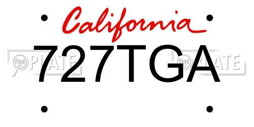 727TGA California License Plate