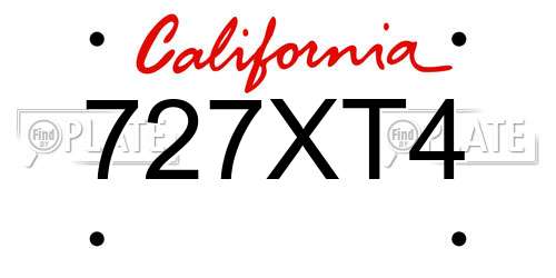 727XT4 California License Plate