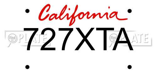 727XTA California License Plate