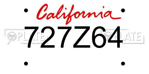 727Z64 California License Plate