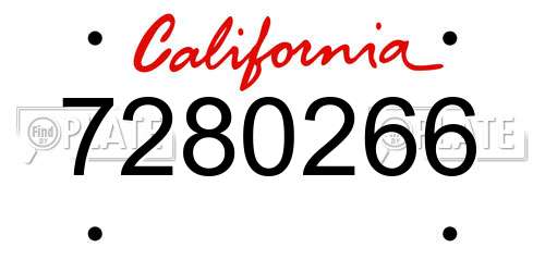 7280266 California License Plate