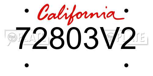 72803V2 California License Plate