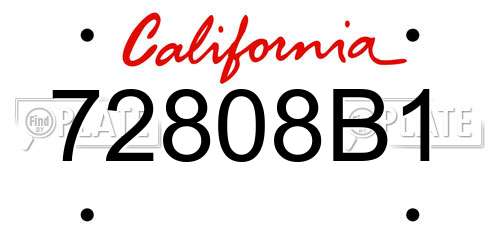 72808B1 California License Plate