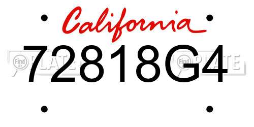72818G4 California License Plate