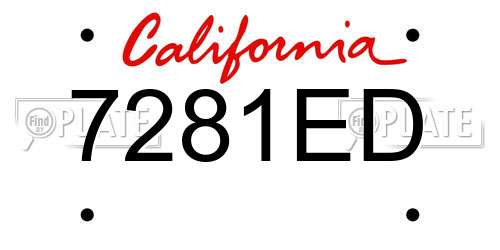 7281ED California License Plate