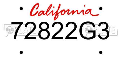 72822G3 California License Plate