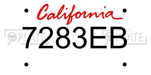7283EB California License Plate