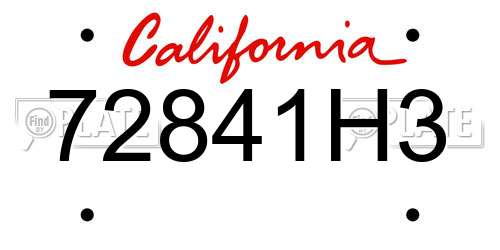 72841H3 California License Plate