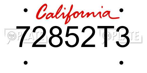 72852T3 California License Plate