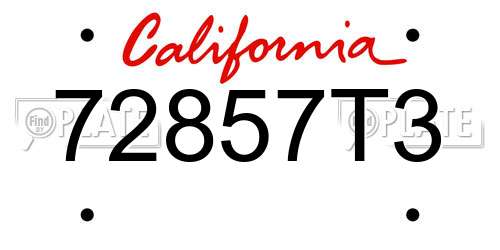 72857T3 California License Plate