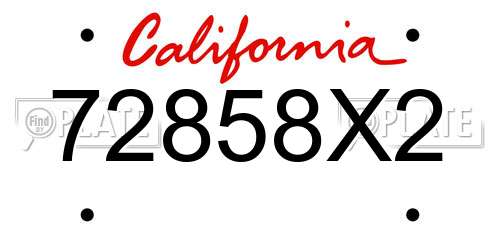 72858X2 California License Plate