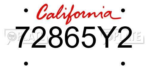 72865Y2 California License Plate