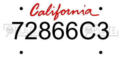 72866C3 California License Plate