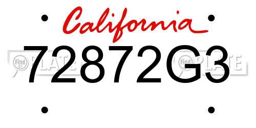 72872G3 California License Plate