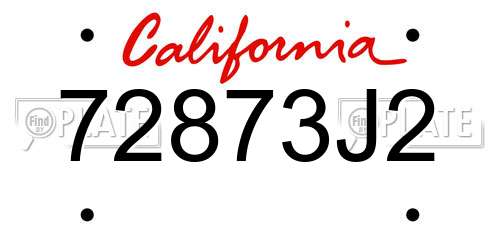 72873J2 California License Plate