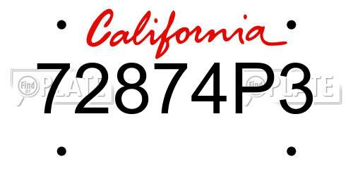 72874P3 California License Plate