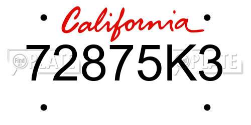 72875K3 California License Plate