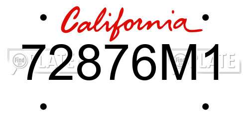 72876M1 California License Plate