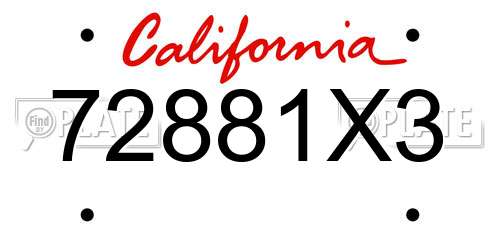 72881X3 California License Plate