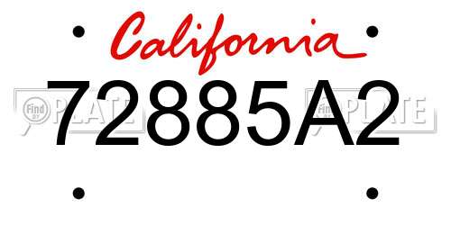 72885A2 California License Plate