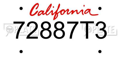 72887T3 California License Plate