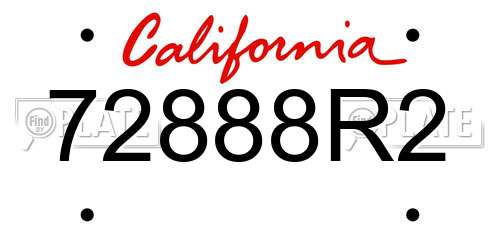 72888R2 California License Plate
