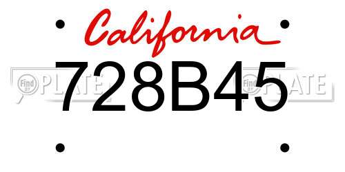 728B45 California License Plate