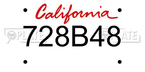 728B48 California License Plate