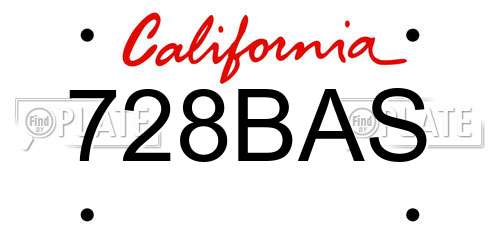 728BAS California License Plate