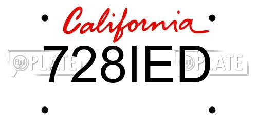 728IED California License Plate