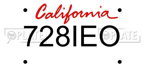 728IEO California License Plate