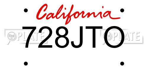 728JTO California License Plate