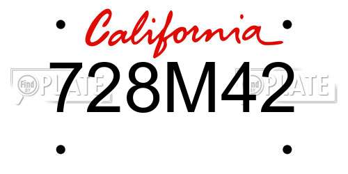 728M42 California License Plate