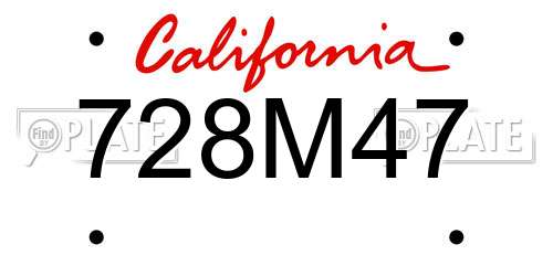 728M47 California License Plate
