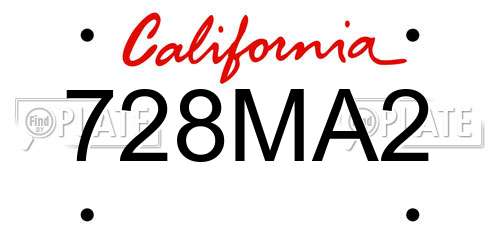 728MA2 California License Plate